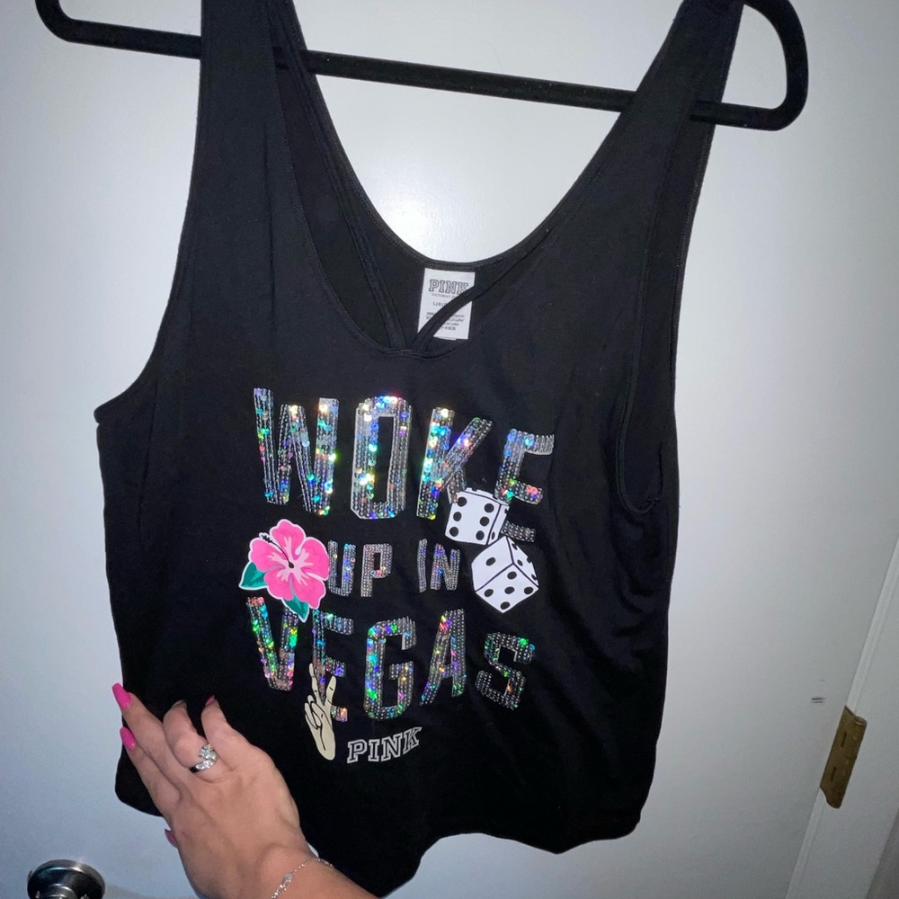 VS Pink woke up in Vegas sequin tank top